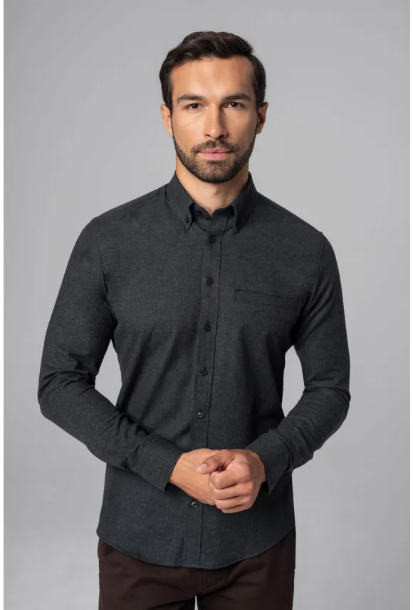 KOSZULA FORMENTO 3194D DŁUGI RĘKAW SLIM FIT GRAFITOWA