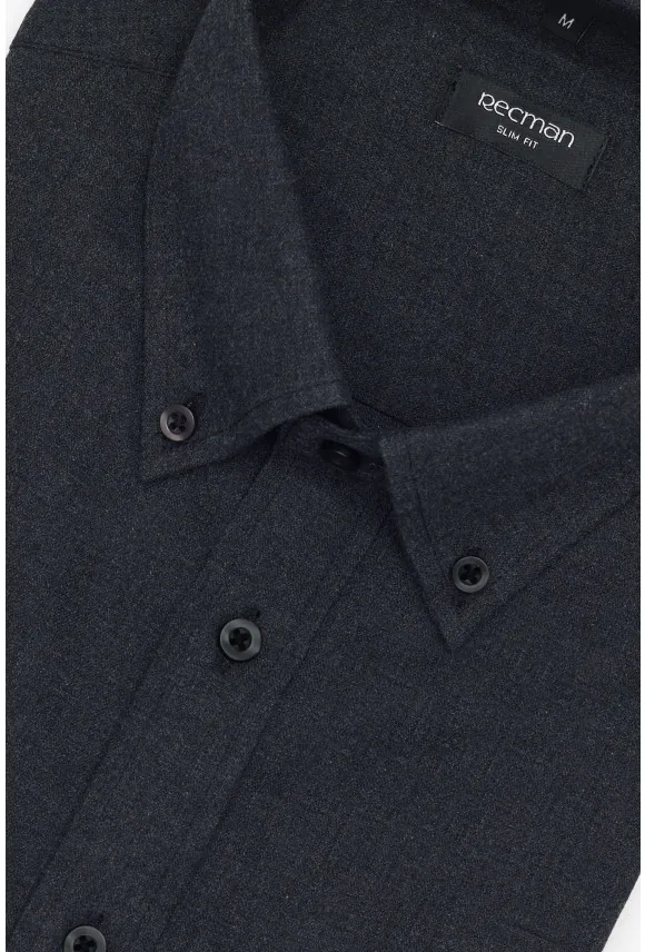 KOSZULA FORMENTO 3194D DŁUGI RĘKAW SLIM FIT GRAFITOWA