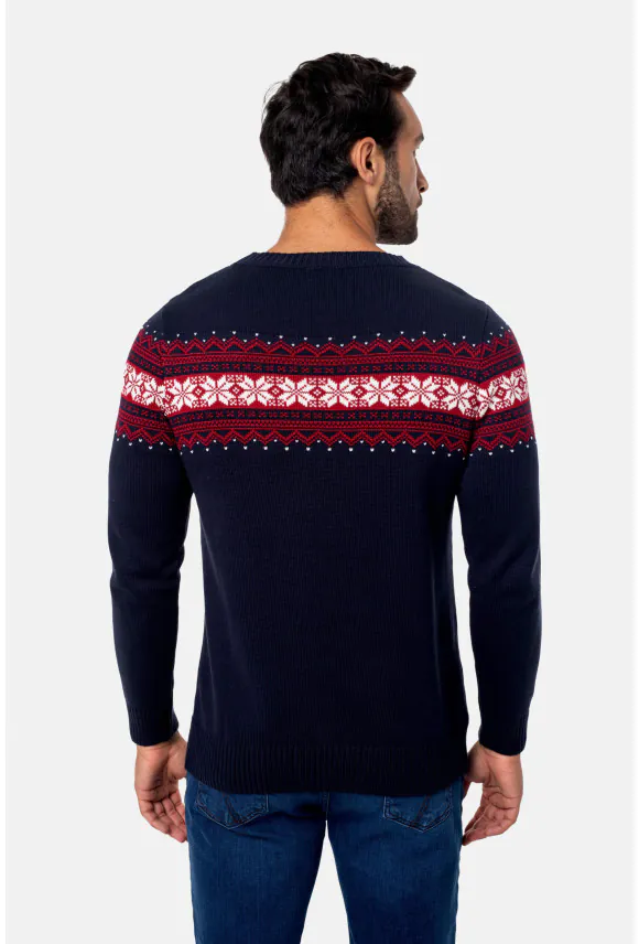 SWETER XMAS PARETI Z OKRĄGŁYM DEKOLTEM GRANATOWY