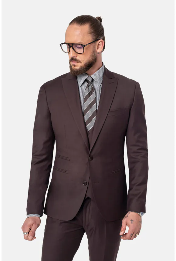 MARYNARKA EVISTA BRĄZOWA SLIM FIT