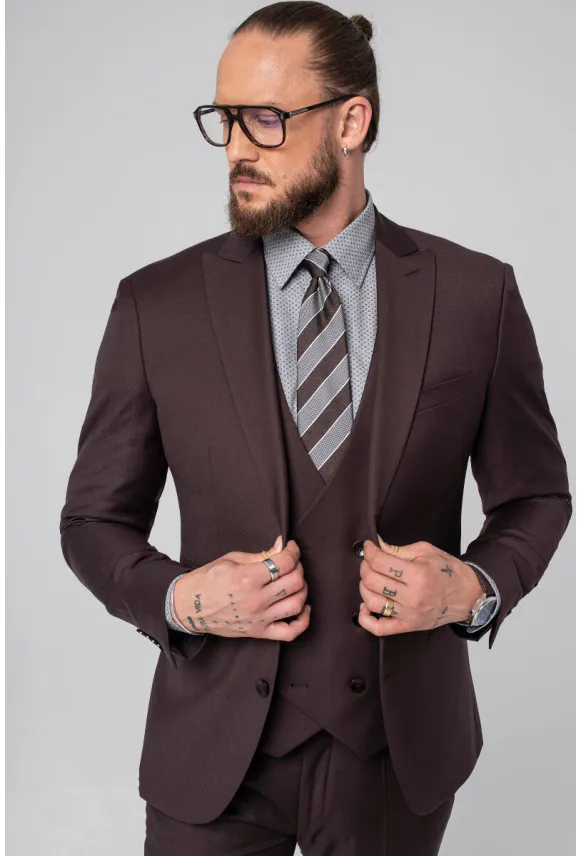 MARYNARKA EVISTA BRĄZOWA SLIM FIT