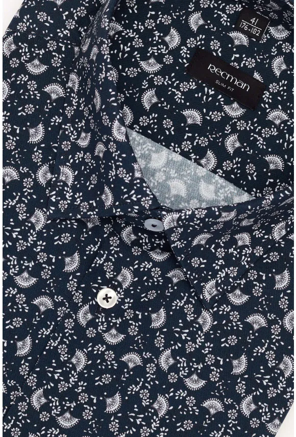 KOSZULA COLINE 3203T DŁUGI RĘKAW SLIM FIT GRANATOWA