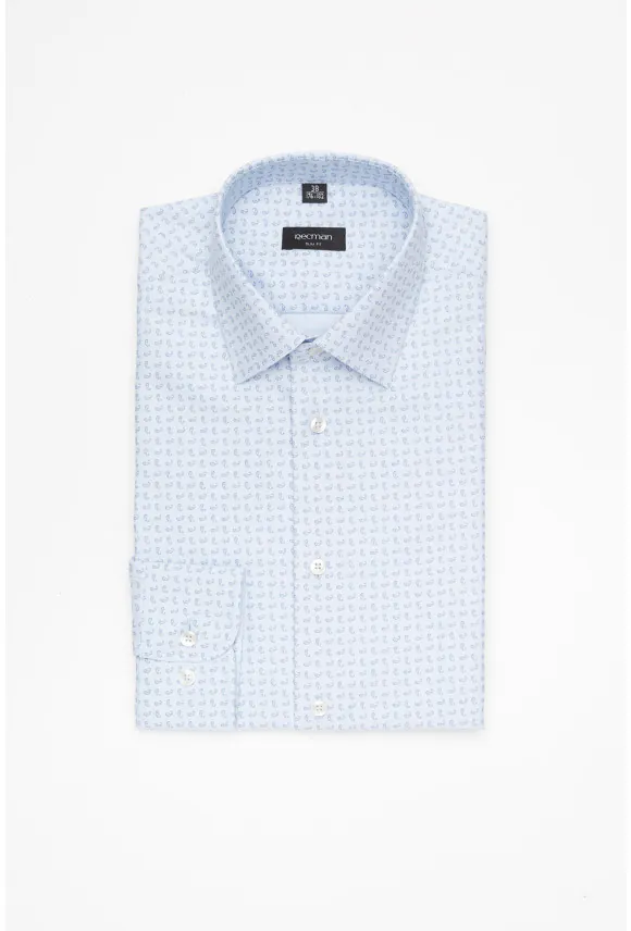 KOSZULA COLINE 3211T DŁUGI RĘKAW SLIM FIT BŁĘKITNA
