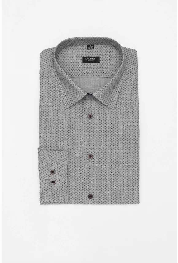 KOSZULA COLINE 3215D DŁUGI RĘKAW SLIM FIT GRAFITOWA