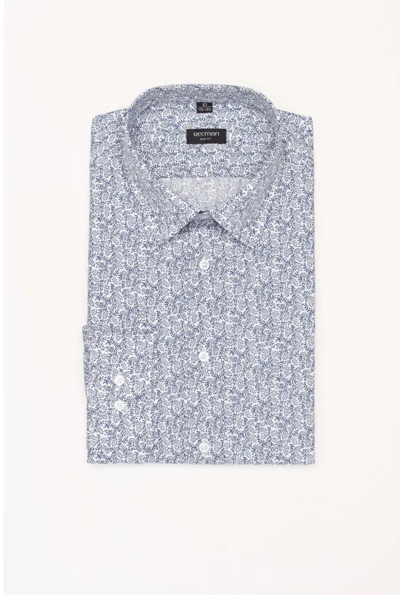 KOSZULA COLINE 3217D DŁUGI RĘKAW SLIM FIT GRANATOWA