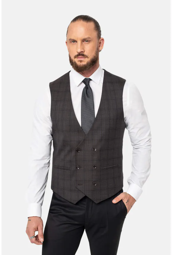 KAMIZELKA NAVES SLIM FIT BRĄZOWA