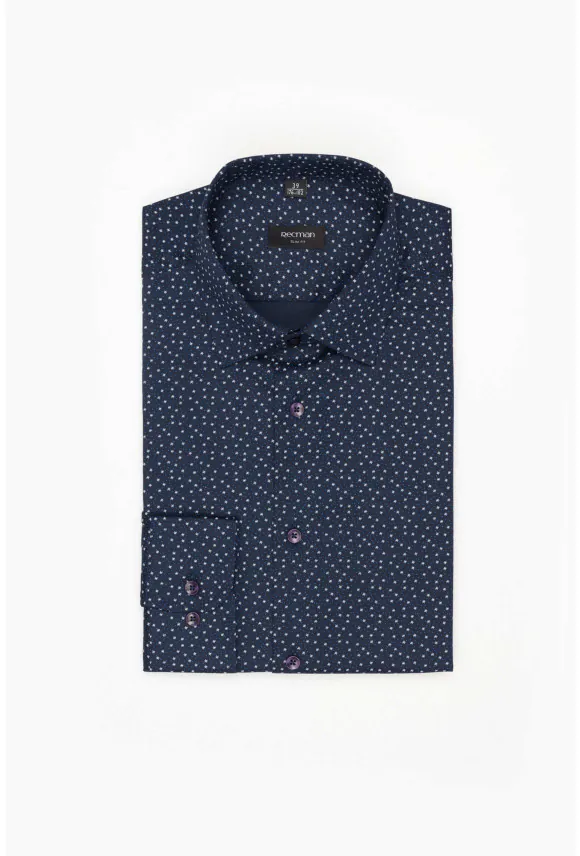 KOSZULA COLINE 3221T DŁUGI RĘKAW SLIM FIT GRANATOWA