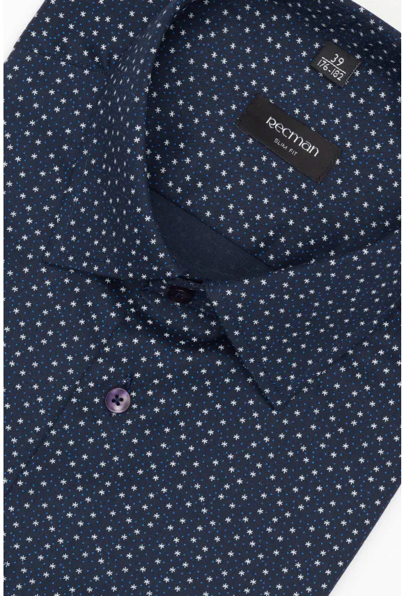 KOSZULA COLINE 3221T DŁUGI RĘKAW SLIM FIT GRANATOWA