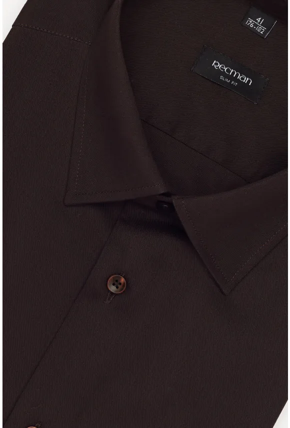 KOSZULA VERSONE 3220T DŁUGI RĘKAW SLIM FIT BRĄZOWA