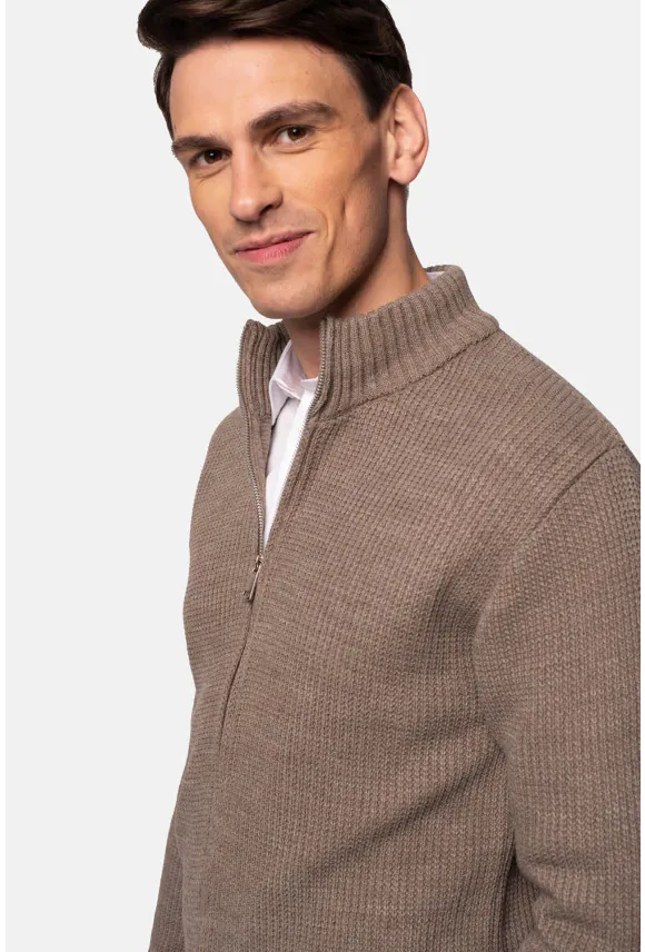 SWETER GRATTERI ROZPINANY BRĄZOWY