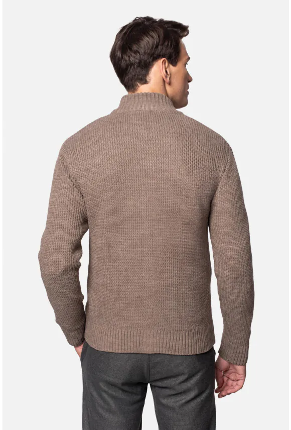 SWETER GRATTERI ROZPINANY BRĄZOWY