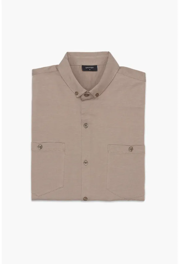 KOSZULA FORMENTO 3227 DŁUGI RĘKAW SLIM FIT BEŻOWA