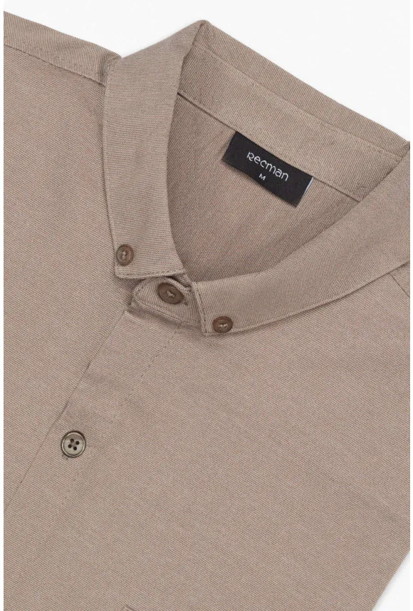 KOSZULA FORMENTO 3227 DŁUGI RĘKAW SLIM FIT BEŻOWA