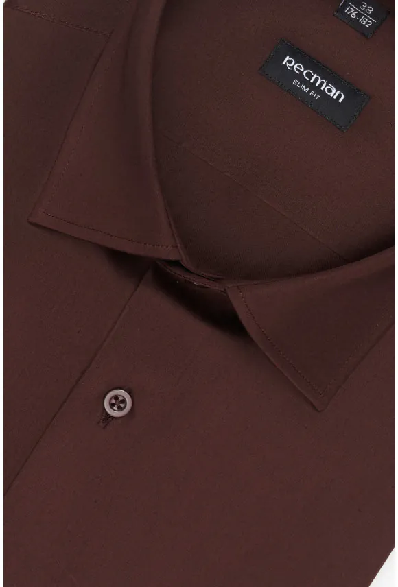 KOSZULA VERSONE 3229 DŁUGI RĘKAW SLIM FIT BORDOWA Z BAWEŁNY