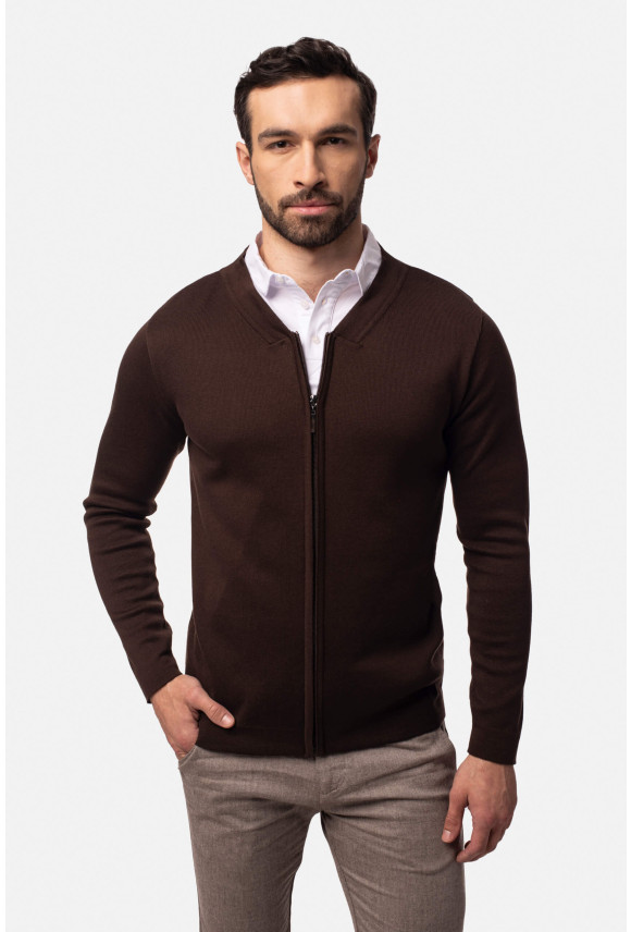 SWETER CARTMEL ROZPINANY BRĄZOWY