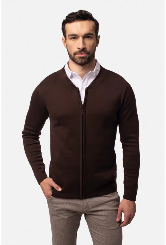 SWETER CARTMEL ROZPINANY BRĄZOWY