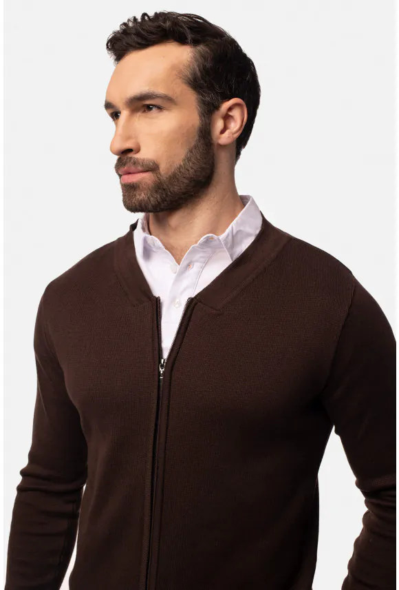 SWETER CARTMEL ROZPINANY BRĄZOWY