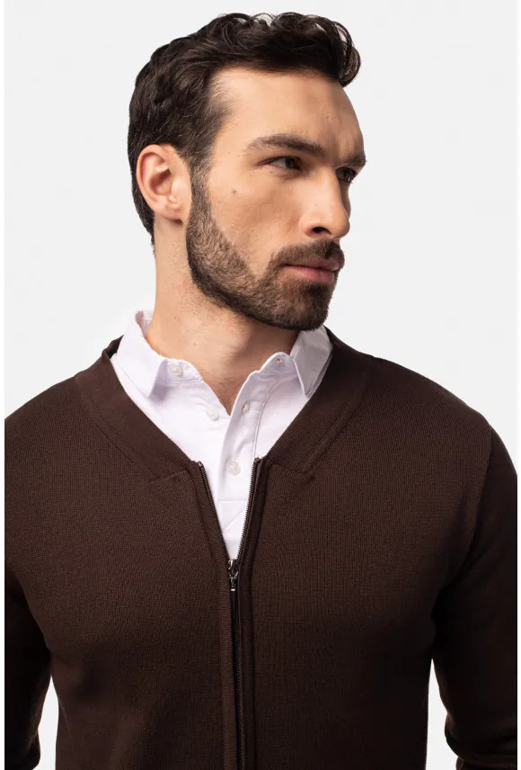 SWETER CARTMEL ROZPINANY BRĄZOWY