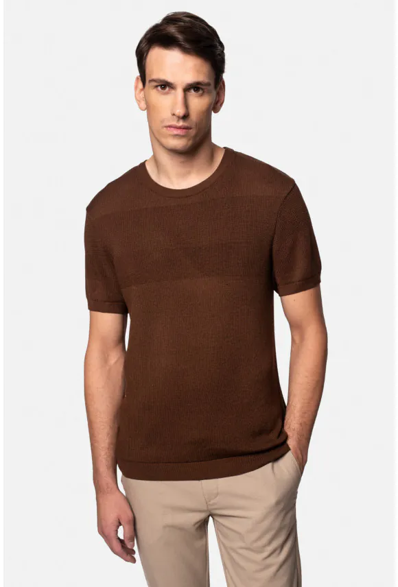 T SHIRT PERRET BRĄZOWY