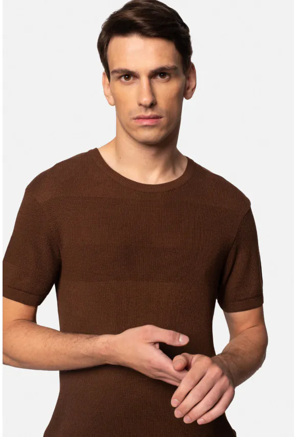 T SHIRT PERRET BRĄZOWY
