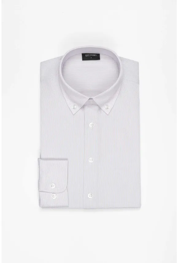KOSZULA FORMENTO 3223D DŁUGI RĘKAW SLIM FIT BEŻOWA