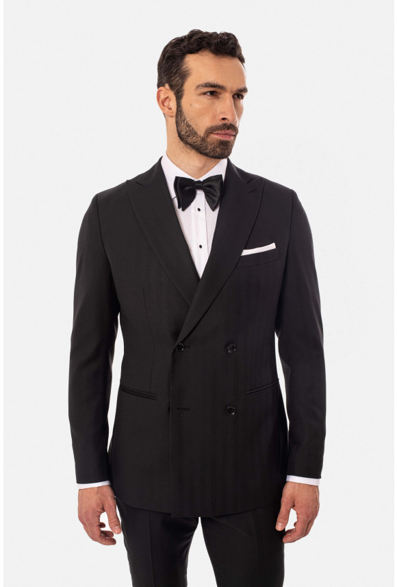 MARYNARKA DRAGONI CZARNA SLIM FIT DWURZĘDOWA Z WEŁNĄ