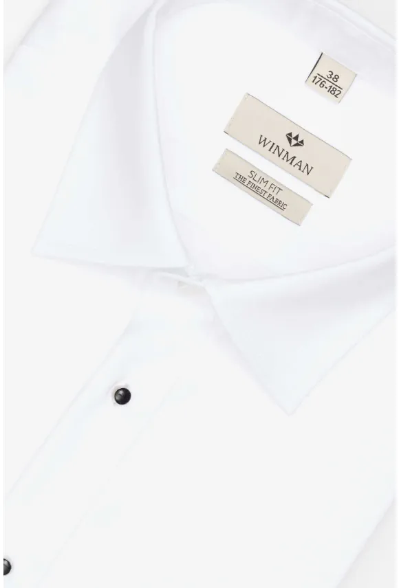 KOSZULA WINCASS 3738 SP SLIM FIT BIAŁA Z BAWEŁNY