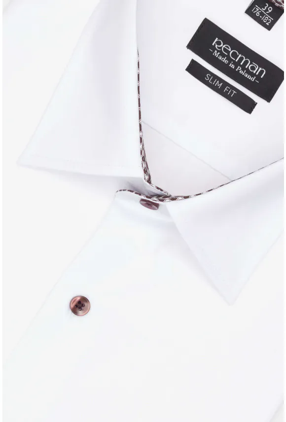 KOSZULA BEXLEY 2400/1E DŁUGI RĘKAW SLIM FIT BIAŁA Z BAWEŁNĄ