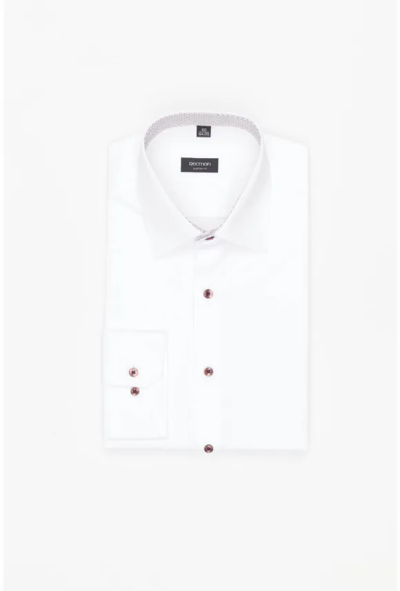 KOSZULA BEXLEY 2780/1E DŁUGI RĘKAW CUSTOM FIT BIAŁA Z BAWEŁNĄ