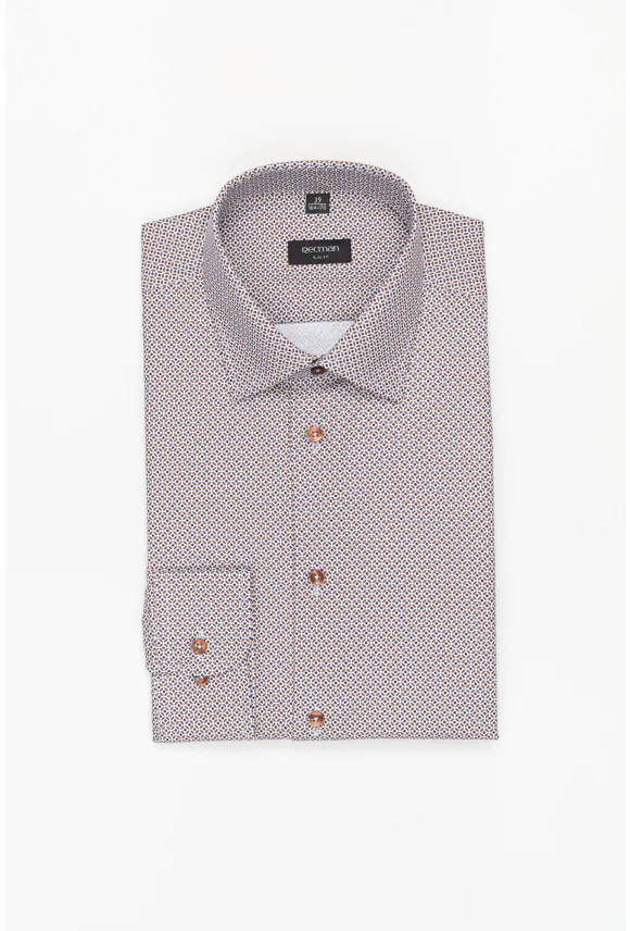 KOSZULA COLINE 3243T DŁUGI RĘKAW SLIM FIT BRĄZOWA Z BAWEŁNĄ