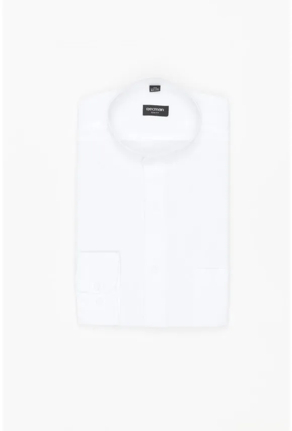 KOSZULA FORMENTO 3242T DŁUGI RĘKAW SLIM FIT BIAŁA Z LNEM