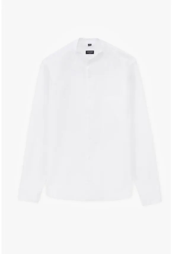 KOSZULA FORMENTO 3242T DŁUGI RĘKAW SLIM FIT BIAŁA Z LNEM