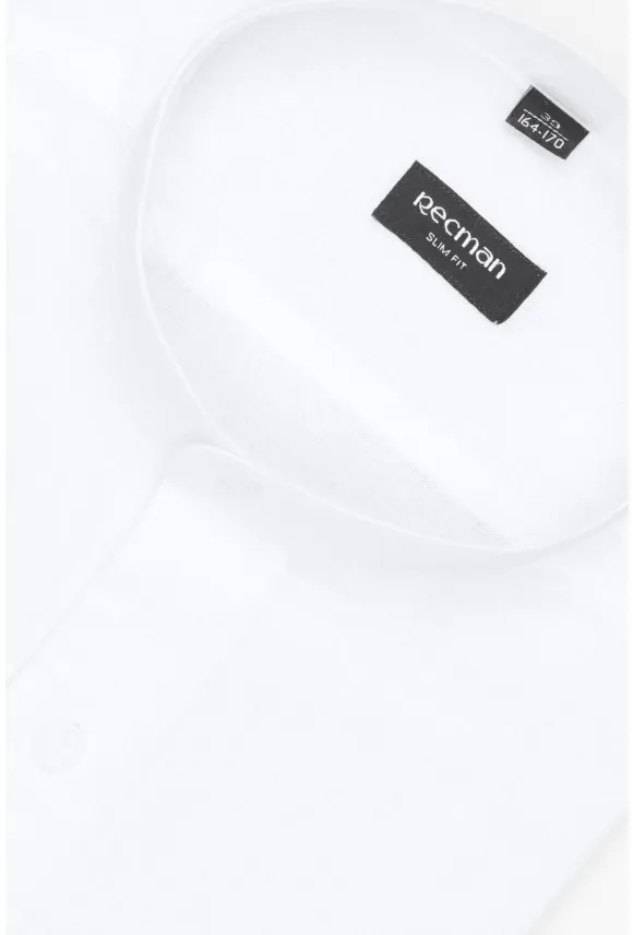 KOSZULA FORMENTO 3242T DŁUGI RĘKAW SLIM FIT BIAŁA Z LNEM