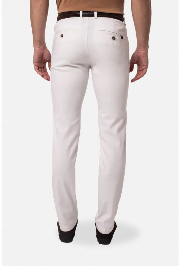 SPODNIE CASUAL AMATO 237A ECRU Z BAWEŁNY