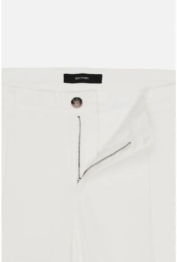 SPODNIE CASUAL AMATO 237A ECRU Z BAWEŁNY