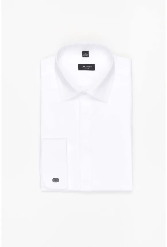 KOSZULA SAVERNE 3245 SP SLIM FIT BIAŁA Z BAWEŁNY