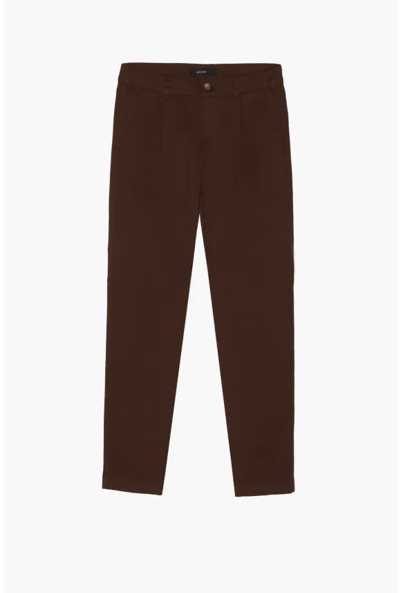 SPODNIE CASUAL AMATO 237 BRĄZOWE Z BAWEŁNY