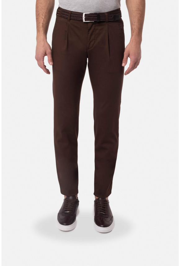 SPODNIE CASUAL AMATO 237 BRĄZOWE Z BAWEŁNY SPODNIE CASUAL AMATO 237 BRĄZOWE Z BAWEŁNY