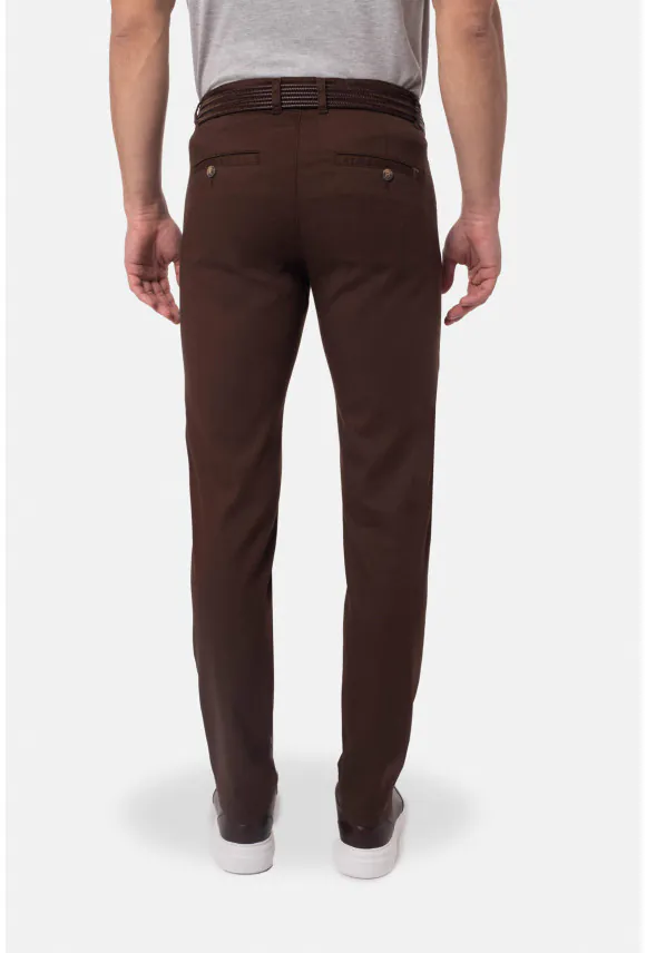 SPODNIE CASUAL AMATO 237 BRĄZOWE Z BAWEŁNY
