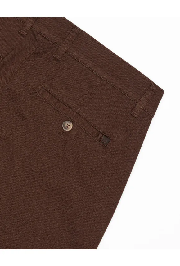 SPODNIE CASUAL AMATO 237 BRĄZOWE Z BAWEŁNY
