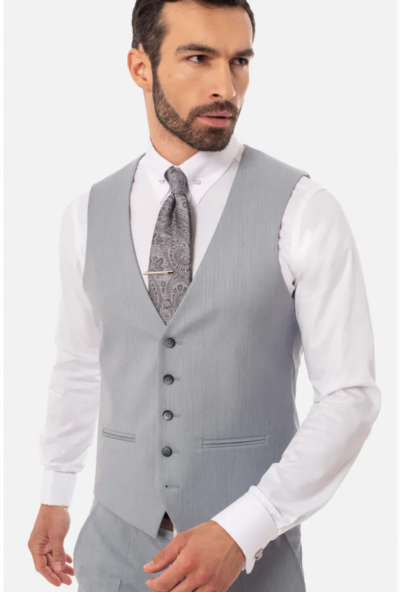 KAMIZELKA GRISOLIA SLIM FIT NIEBIESKA JEDNORZĘDOWA