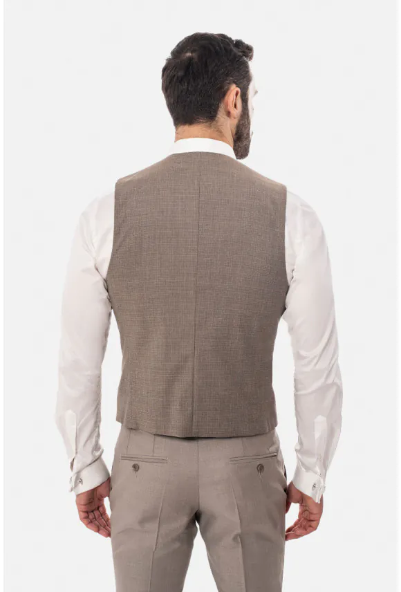 KAMIZELKA ROSALES SLIM FIT BEŻOWA JEDNORZĘDOWA