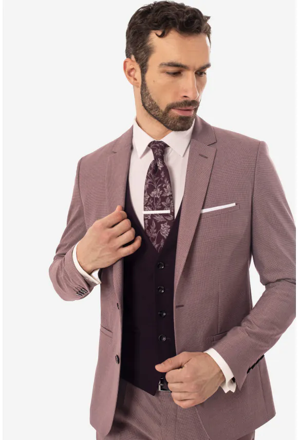 MARYNARKA ROTIE RÓŻOWA SLIM FIT JEDNORZĘDOWA