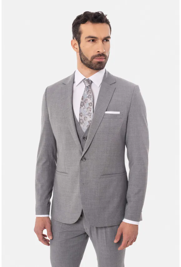 MARYNARKA SOTRES SZARA SUPER SLIM FIT JEDNORZĘDOWA