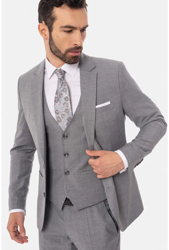 MARYNARKA SOTRES SZARA SUPER SLIM FIT JEDNORZĘDOWA