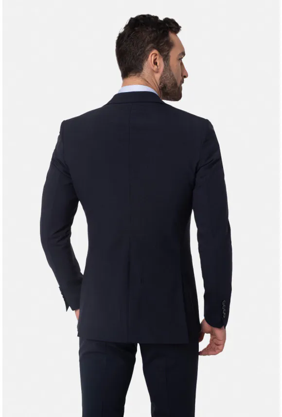 MARYNARKA BAMFORD GRANATOWA SLIM FIT JEDNORZĘDOWA Z WEŁNĄ