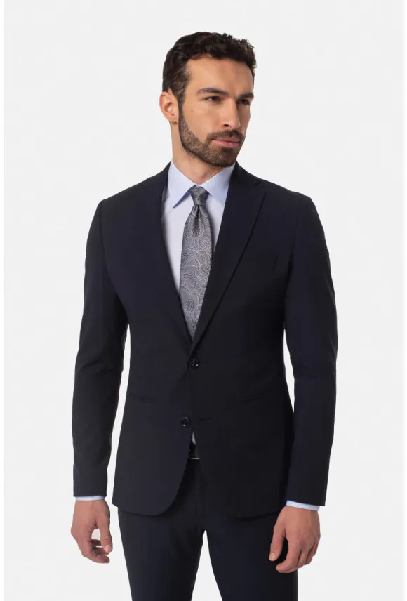 MARYNARKA BAMFORD GRANATOWA SLIM FIT JEDNORZĘDOWA Z WEŁNĄ