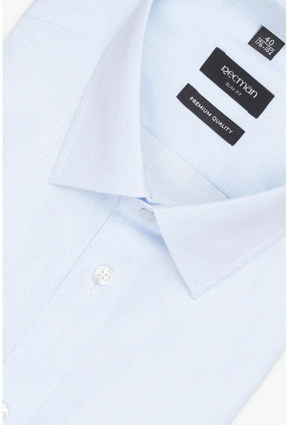 KOSZULA COFINO 3234T DŁUGI RĘKAW SLIM FIT NIEBIESKA Z BAWEŁNY