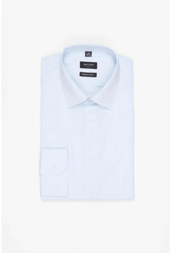 KOSZULA COFINO 3234T DŁUGI RĘKAW SLIM FIT NIEBIESKA Z BAWEŁNY
