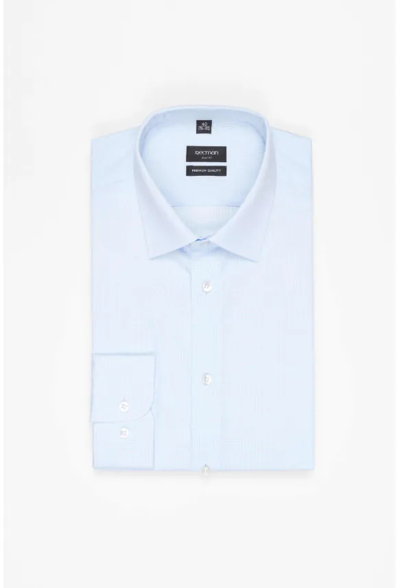 KOSZULA COVIVA 3235T DŁUGI RĘKAW SLIM FIT NIEBIESKA Z BAWEŁNY